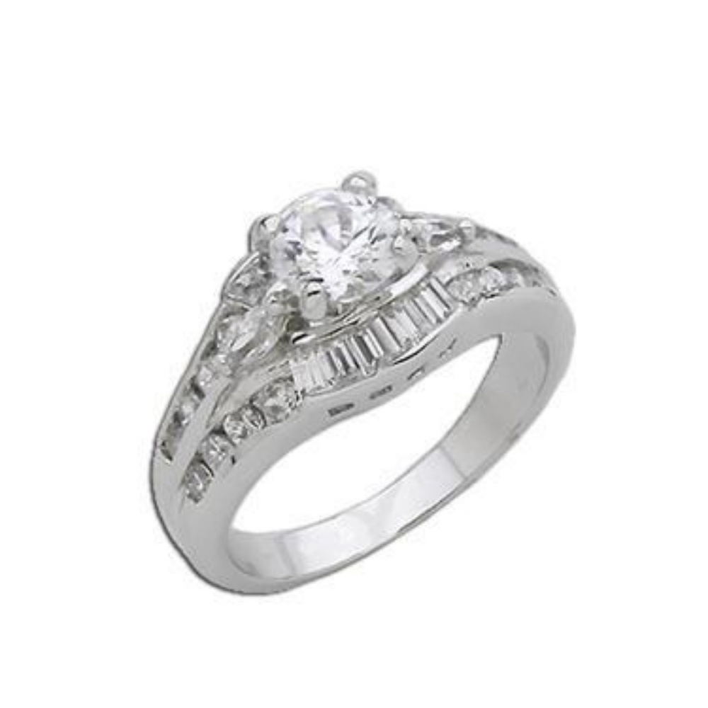 925 Silver Classic Round CZ Diamond Ring